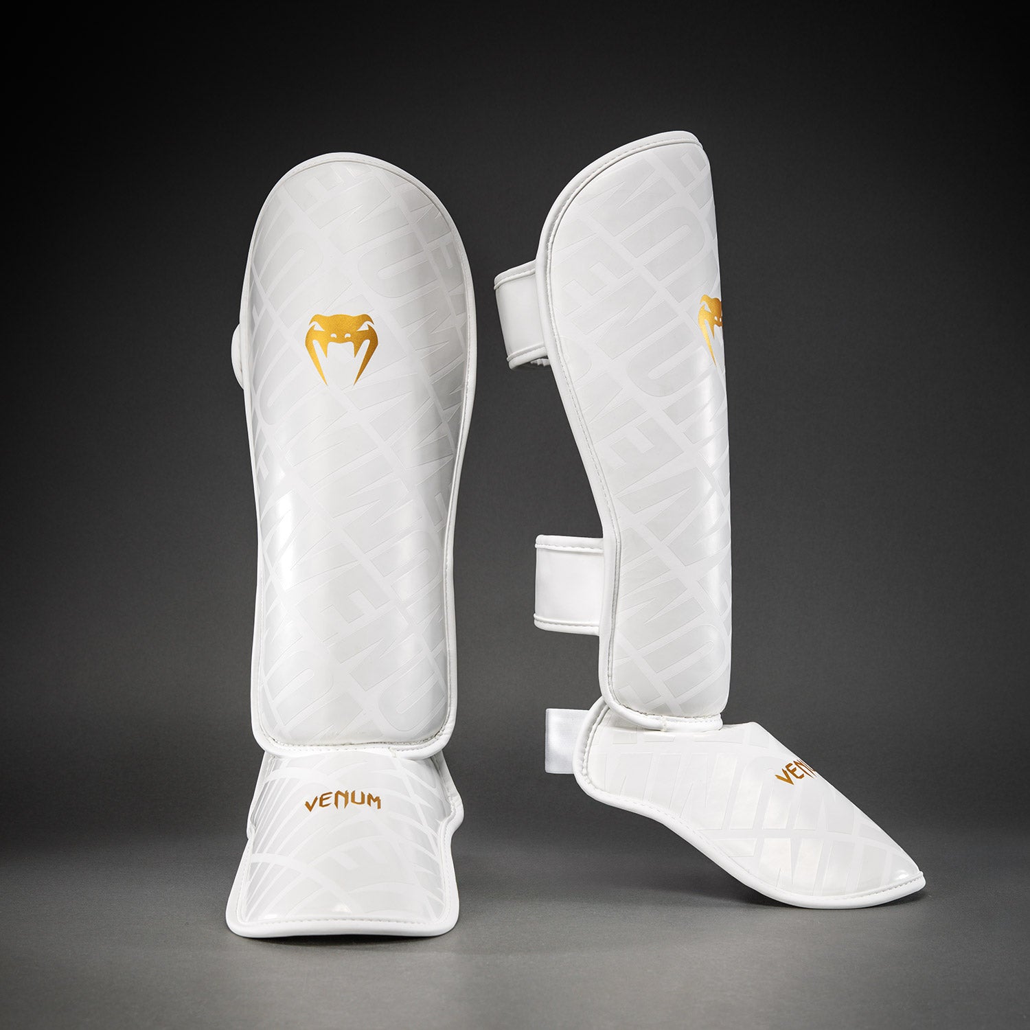 Venum Contender 1.5 XT 3D Shin Guards - White/Gold  product-type_Shin guards Venum