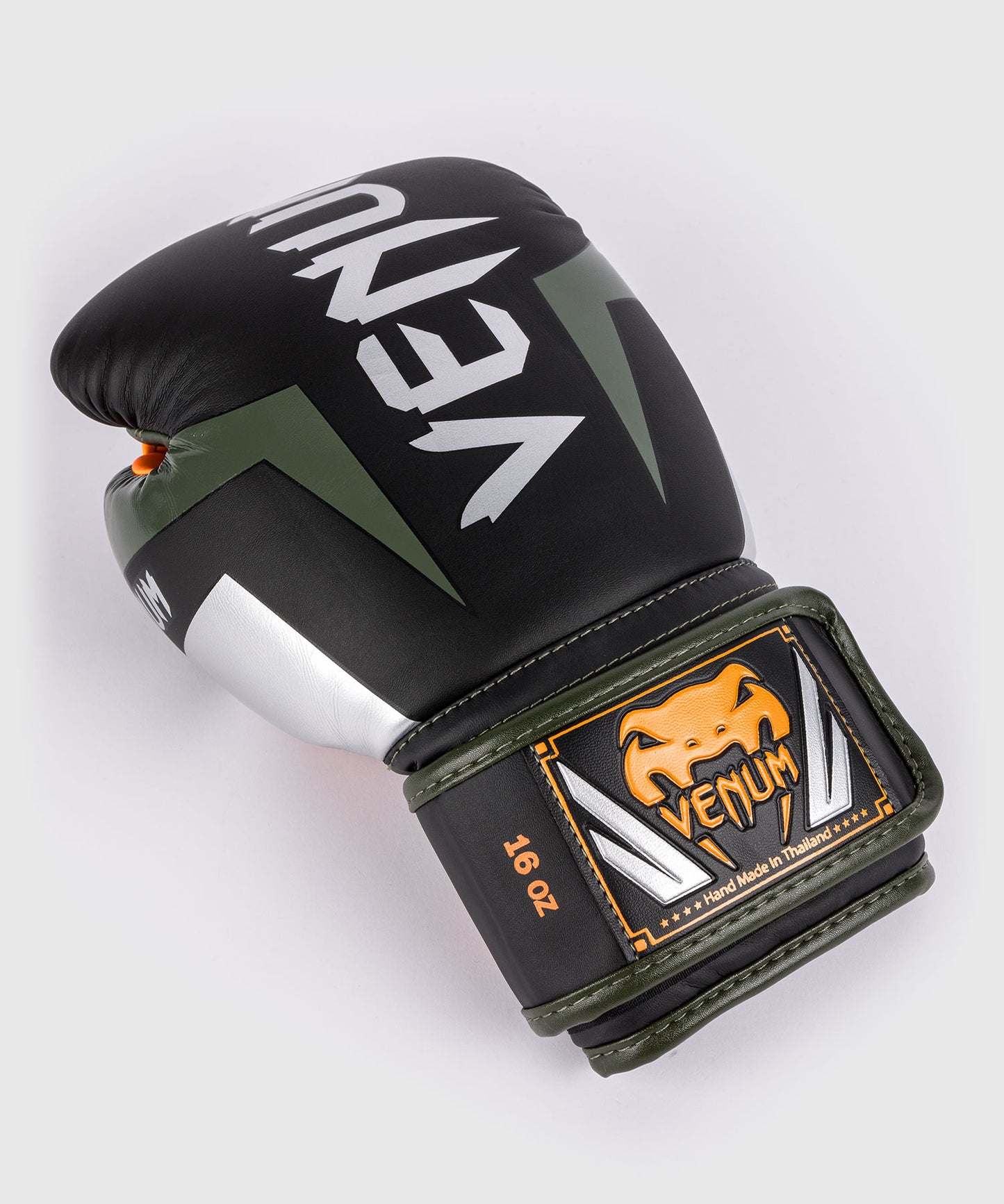 Venum Elite Boxing Gloves - Black/Silver/Kaki
