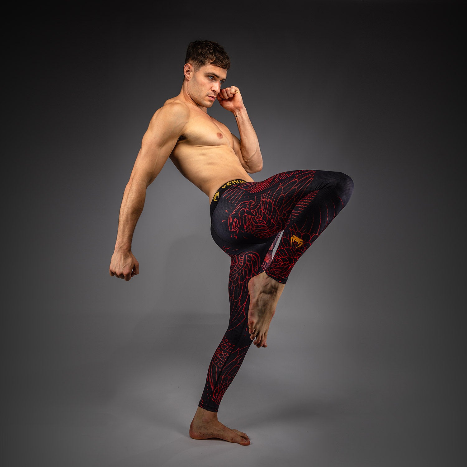 Venum Quetzal Fury Spats - Black/Fury Red/ Tangerine - Venum