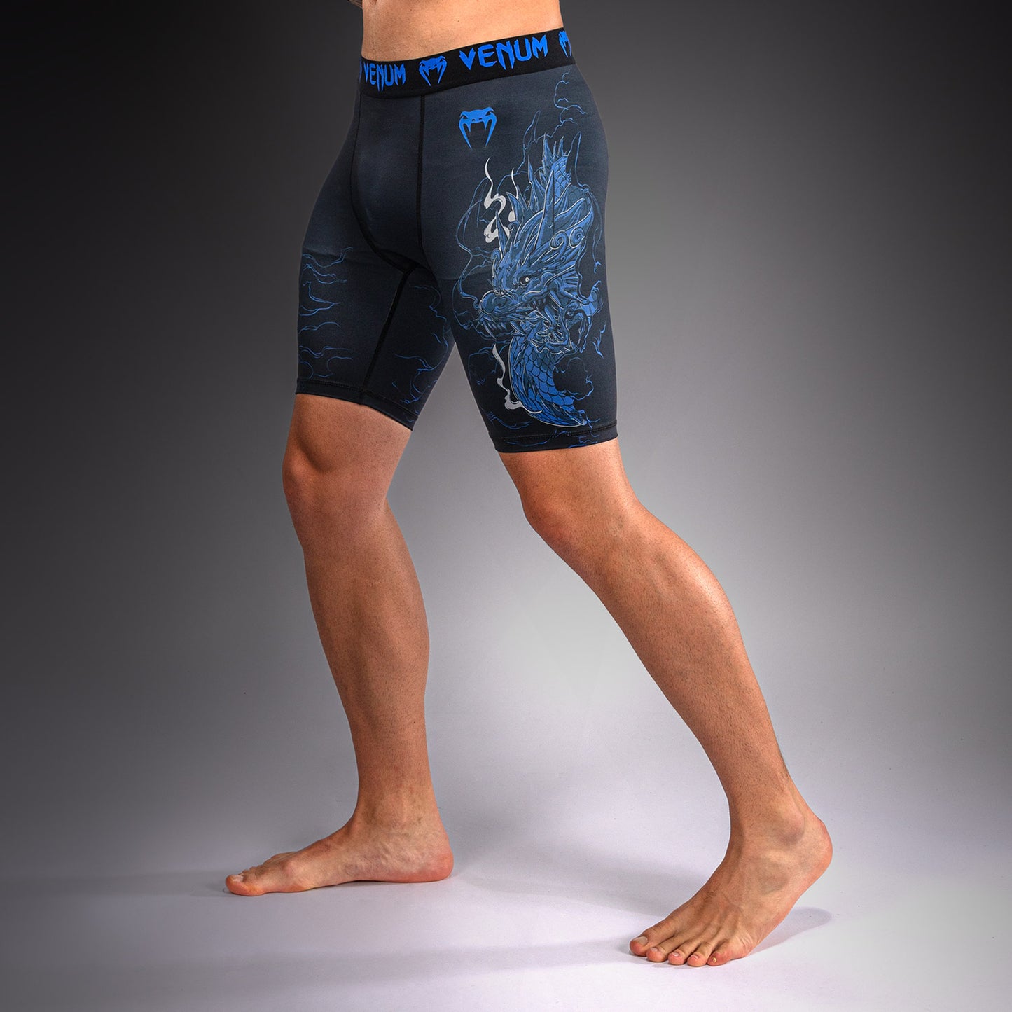 Venum Thunder Dragon Vale Tudo Shorts - Black/Royal Blue
