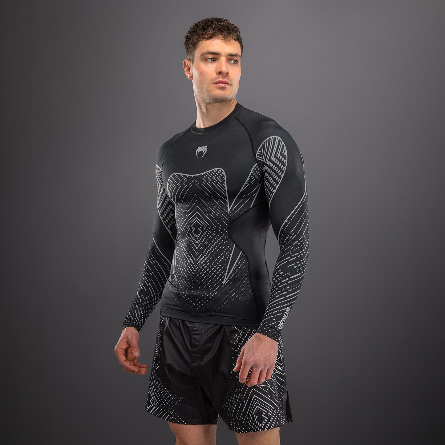 Venum Midnight Fury Long Sleeve Rashguard - Black/Grey/Silver