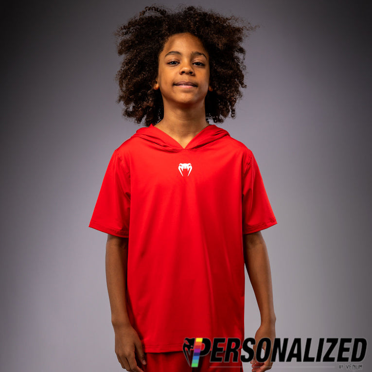 Venum Elite Kids Personalized Short Sleeve Dry-Tech Hoodie - Red  product-type_Sweatshirts Venum
