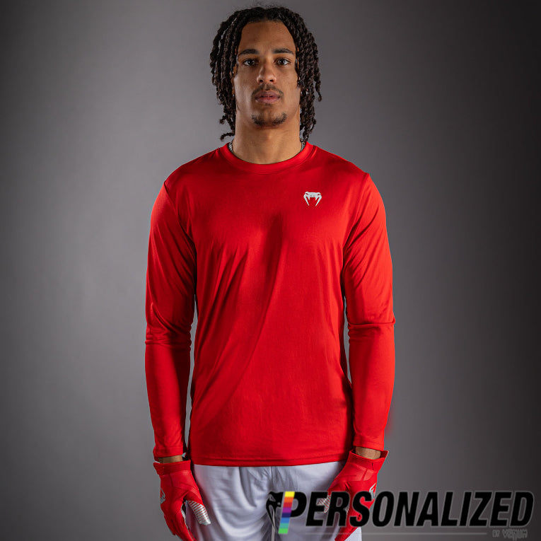 Venum Lineup Personalized Performance Long Sleeve T-Shirt - Red/White  product-type_Dry Tech T-Shirts Venum