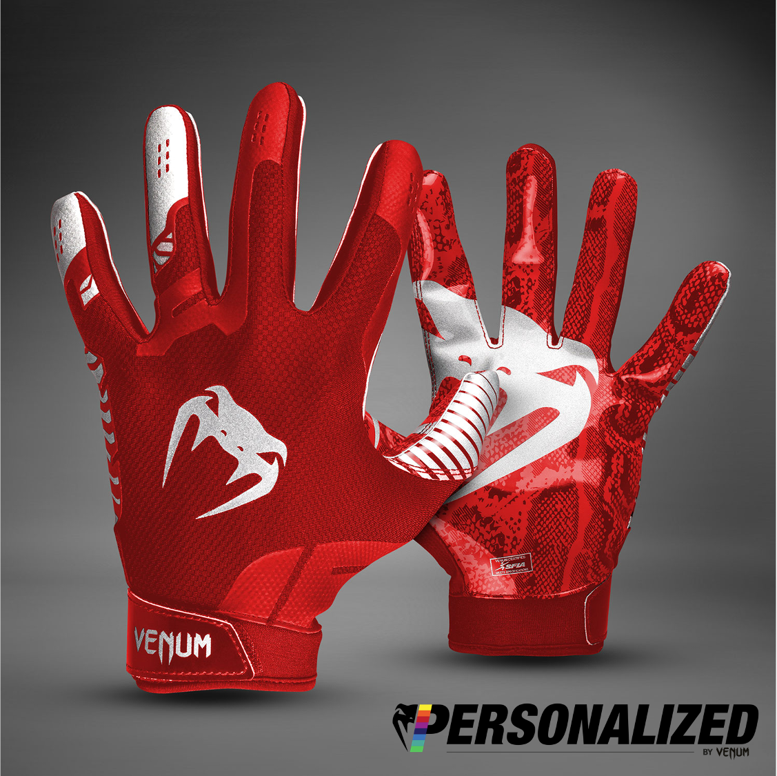 Venum Elite Personalized Football Gloves - Red/Silver