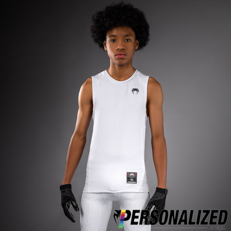 Venum Elite Kids Personalized Football Sleeveless Compression Jersey - White  product-type_Dry Tech T-Shirts Venum
