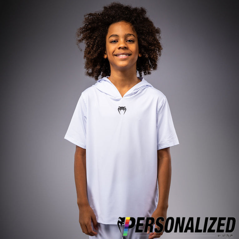 Venum Elite Kids Personalized Short Sleeve Dry-Tech Hoodie - White  product-type_Sweatshirts Venum