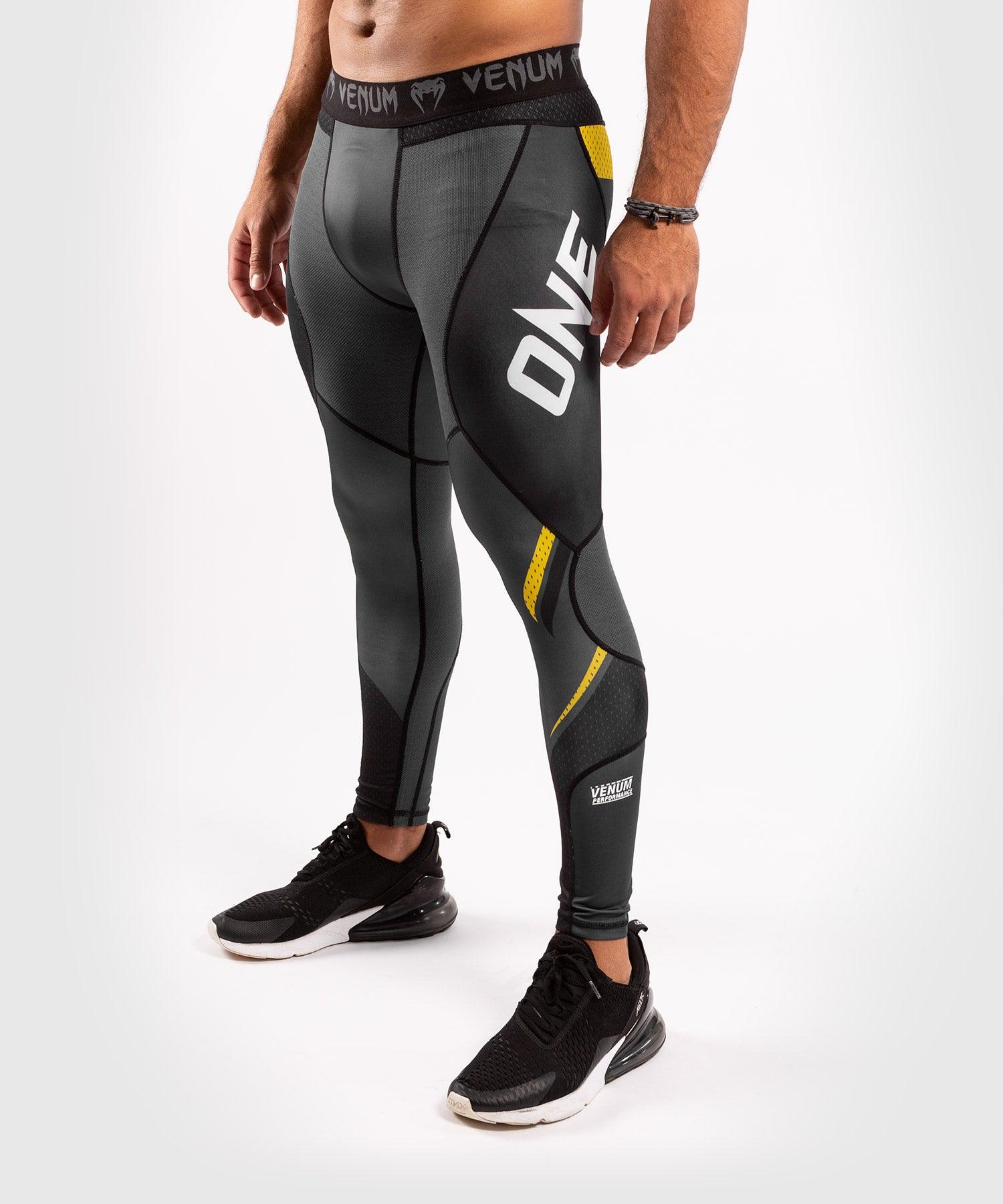 Venum ONE FC Impact Compresssion Tights - Grey/Yellow Picture 3