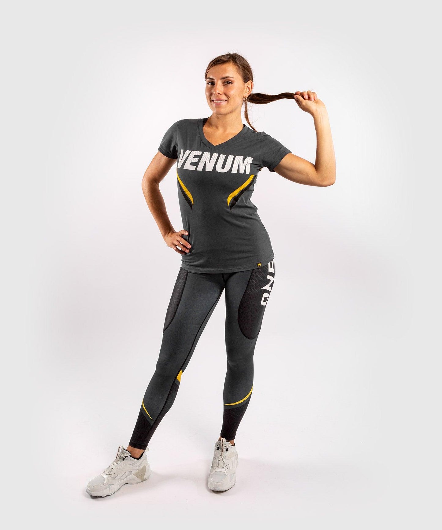 Venum ONE FC Impact T-shirt - for women - Grey/Yellow Picture 7