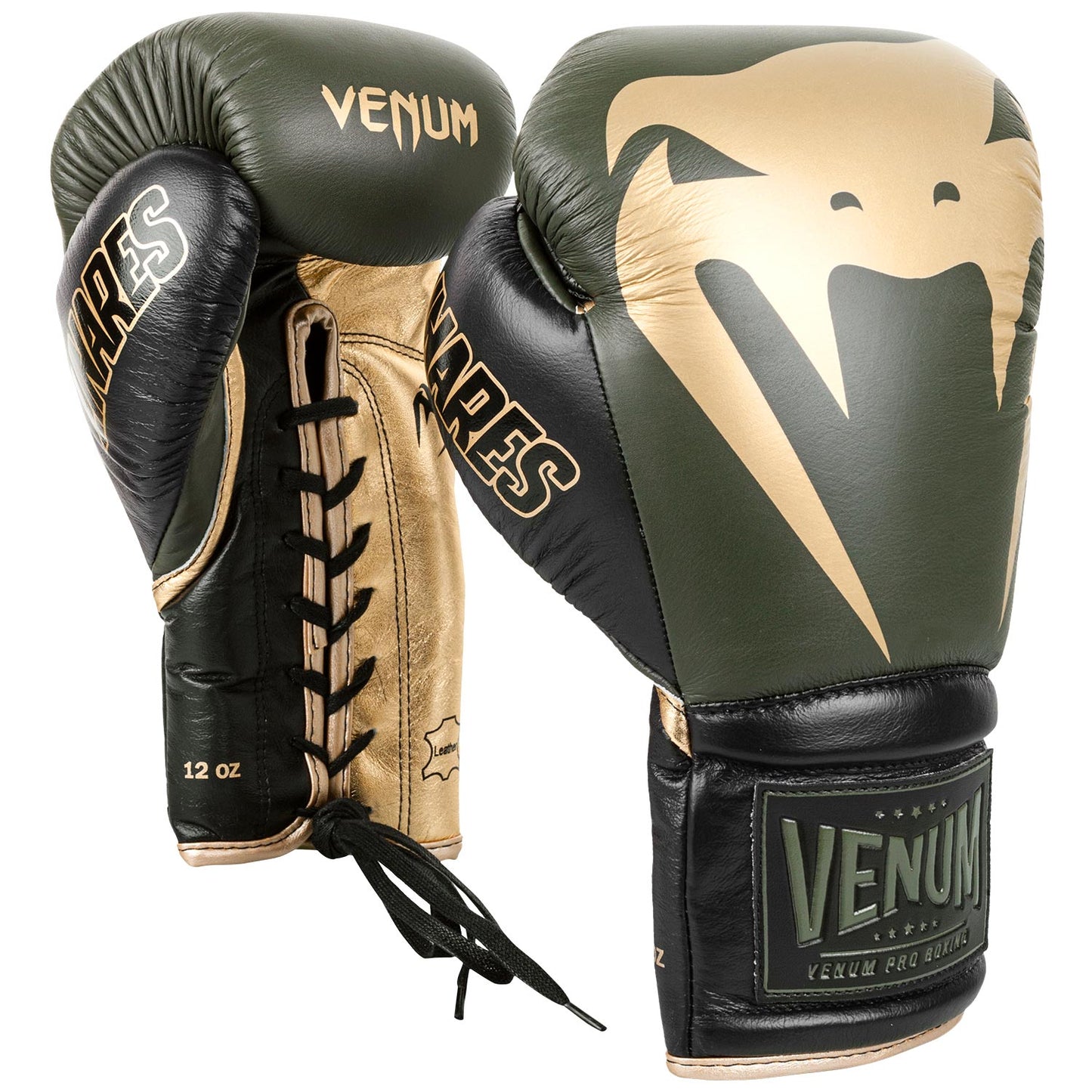 Venum Giant 2.0 Pro Boxing Gloves Linares Edition - With Laces - Khaki/Black/Gold
