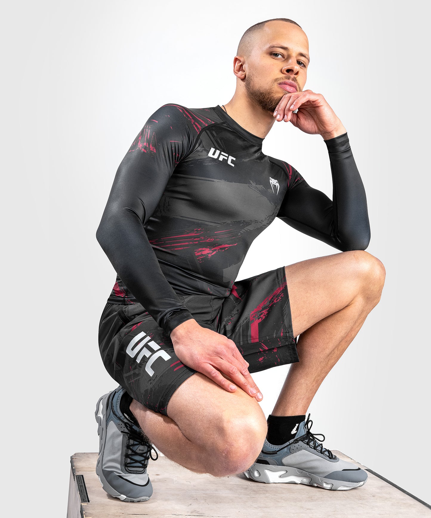 UFC Venum Authentic Fight Week Men’s 2.0 Performance Long Sleeve Rash Guard - Black/Red