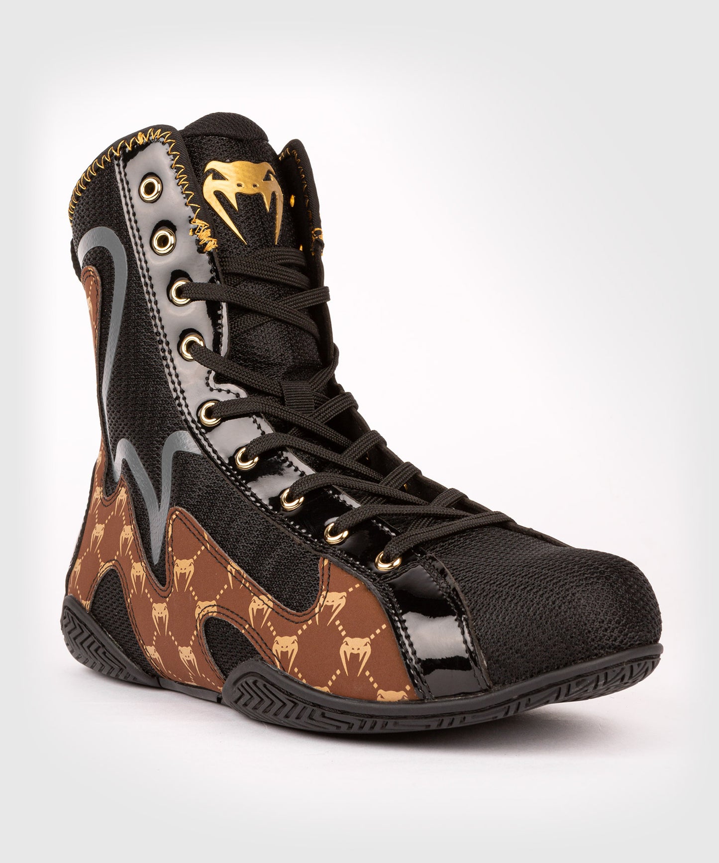 Venum Elite Evo Monogram Boxing Shoes – Black/Brown