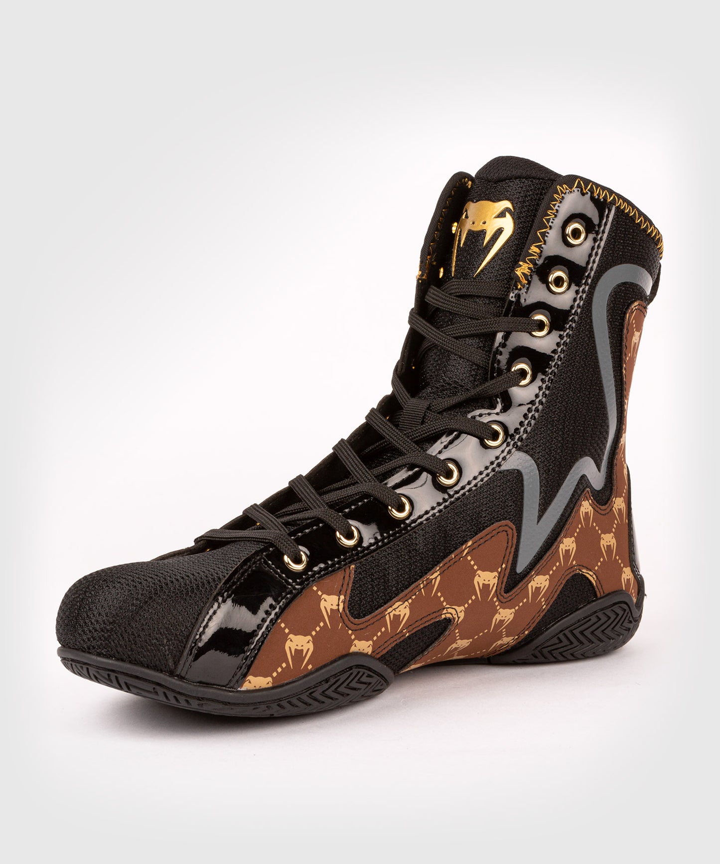 Venum Elite Evo Monogram Boxing Shoes – Black/Brown