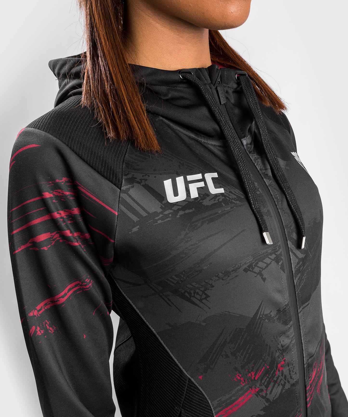 UFC Venum Authentic Fight Week 2.0 Women’s Zip Hoodie - Black/Red