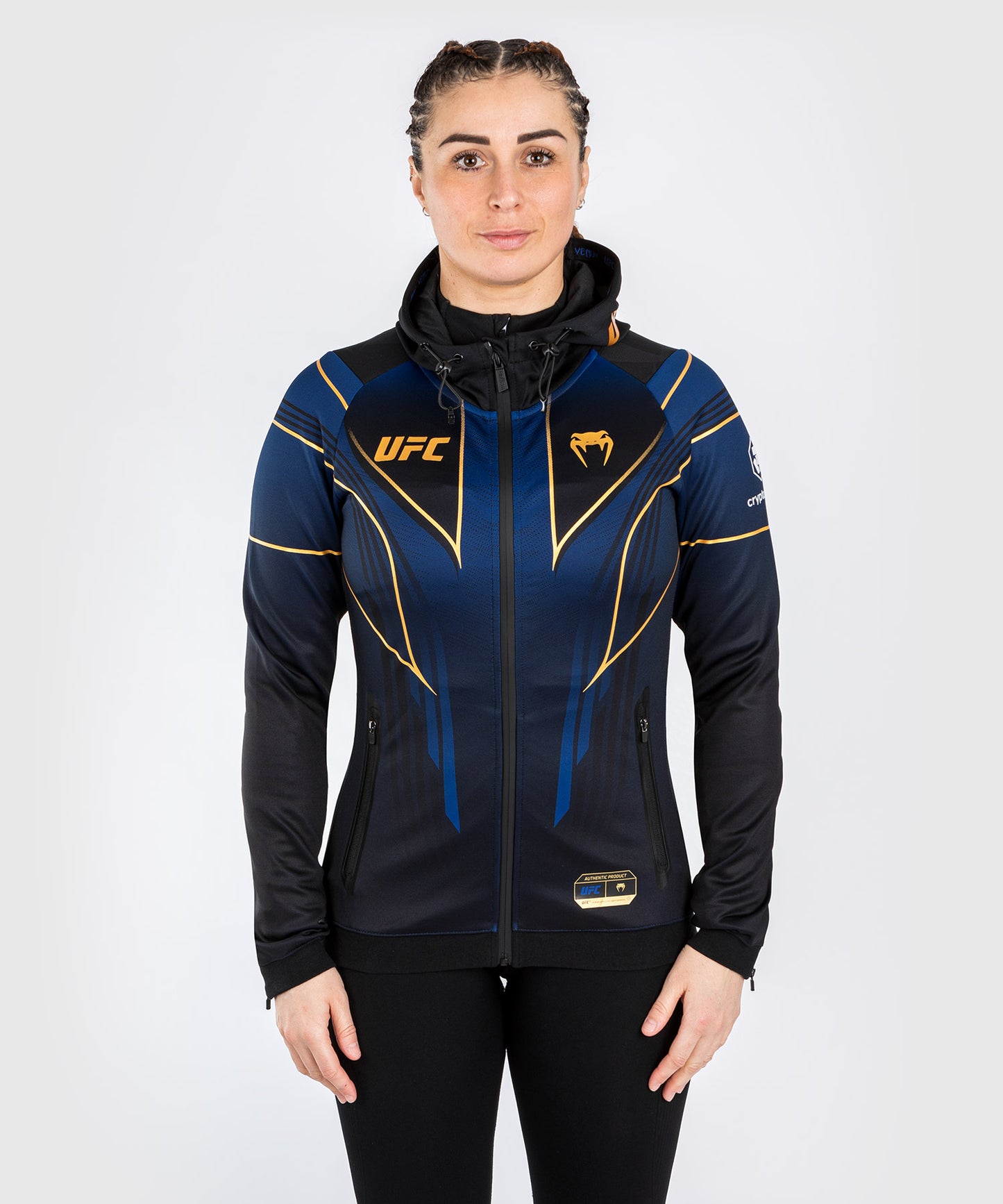 UFC Venum Personalized Authentic Fight Night 2.0 kit by Venum Women's Walkout Hoodie - Midnight Edition - Champion