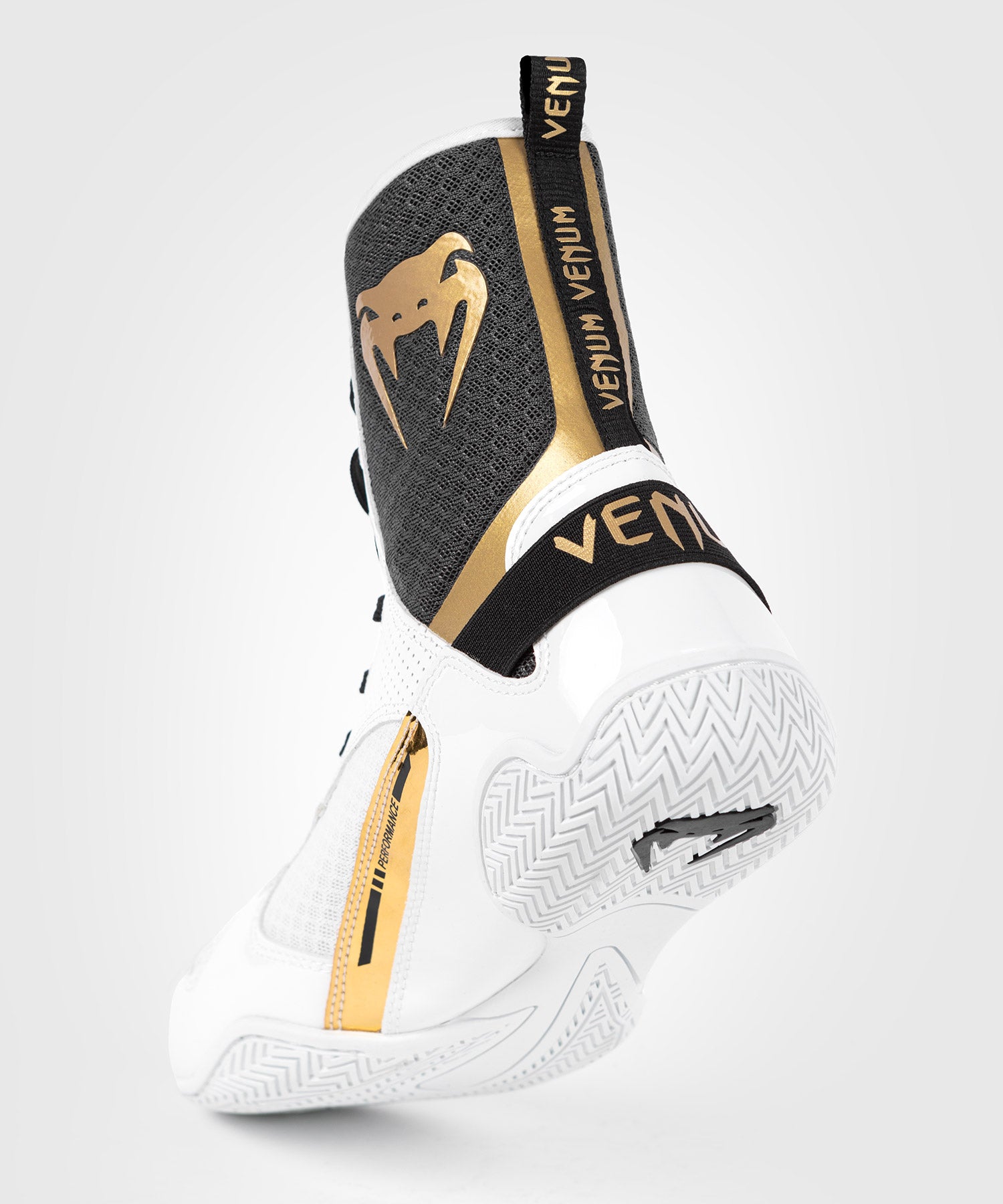 Black and gold boxing shoes top
