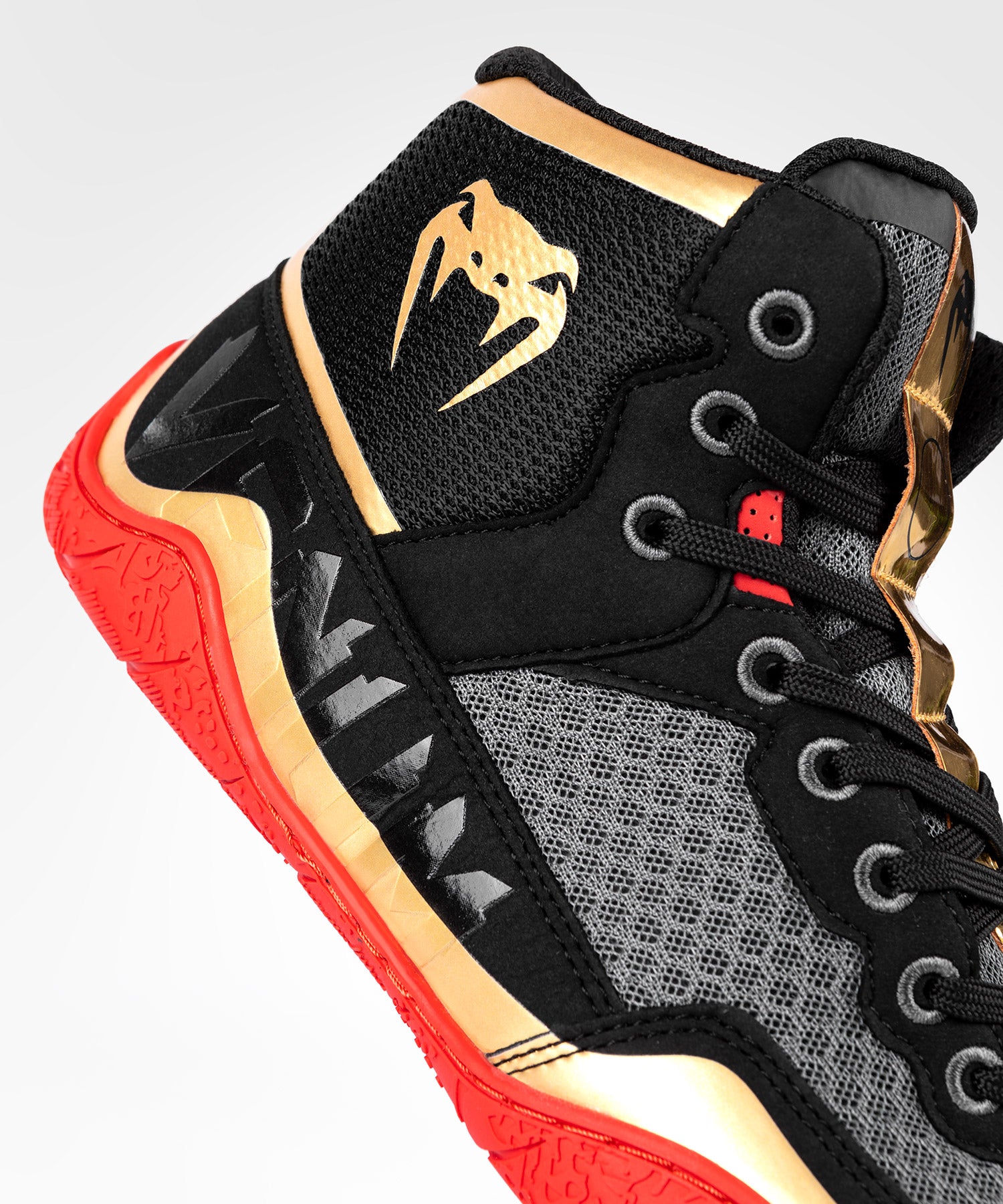 Venum Elite Wrestling Shoes Black Gold Red