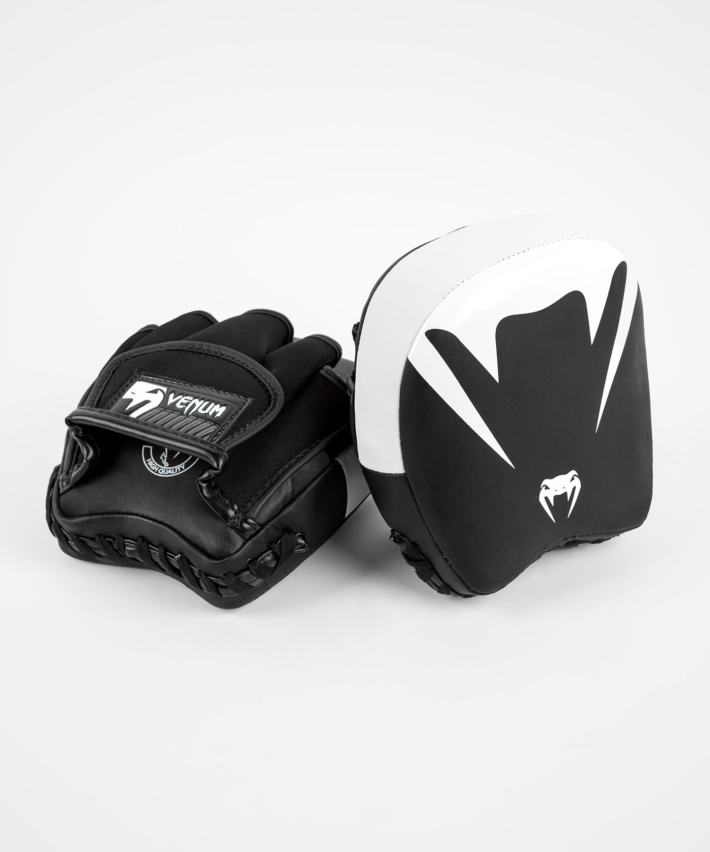 Venum Elite Thick Coaching Mitts Leather Mini (Pair) - Black/White