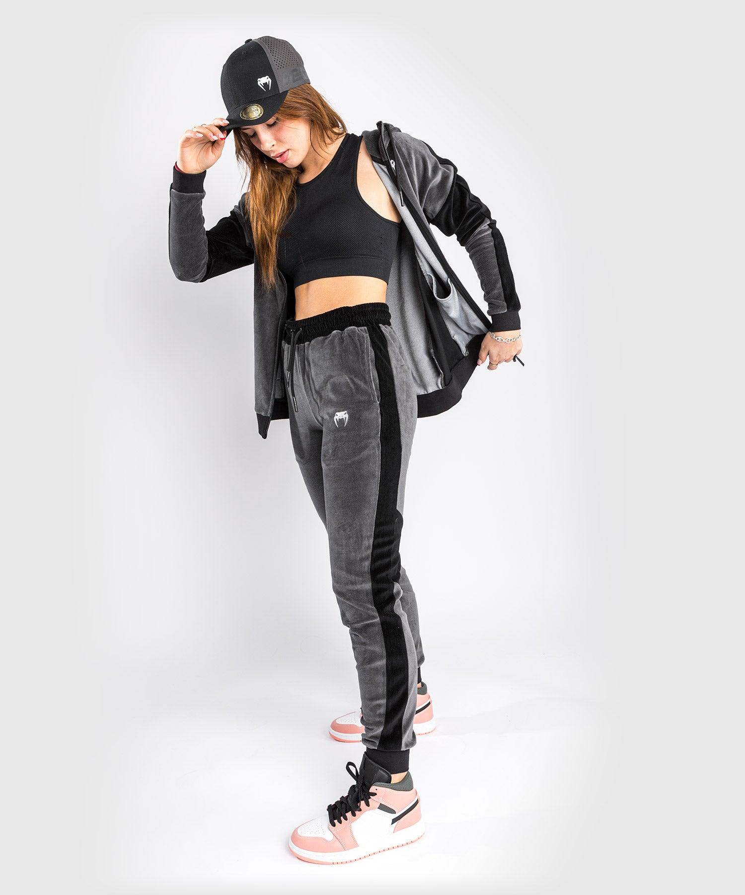 Black velvet joggers womens best sale