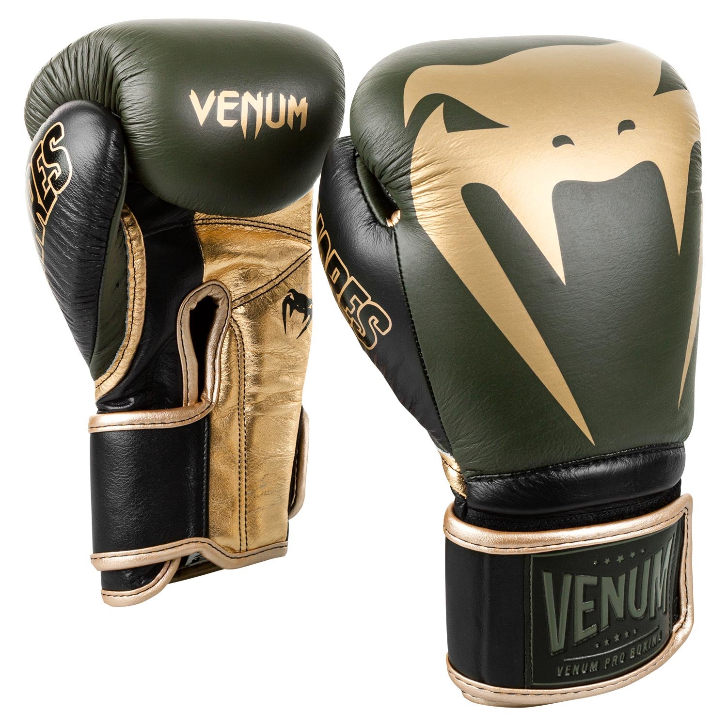 Venum Giant 2.0 Pro Boxing Gloves Linares Edition Velcro Khaki Black Gold