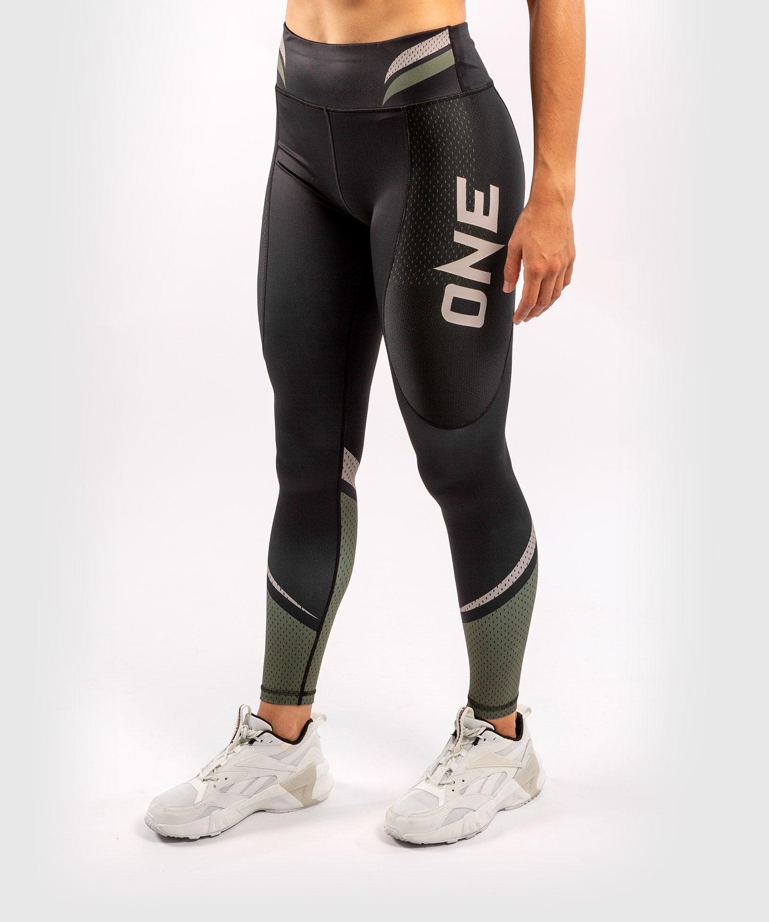 Venum ONE FC Impact Leggings - for women - Black/Khaki Picture 3