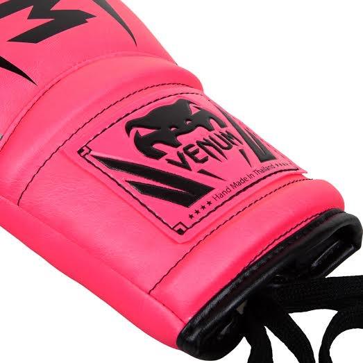 Venum Elite Boxing Gloves - with Laces-Neo pink