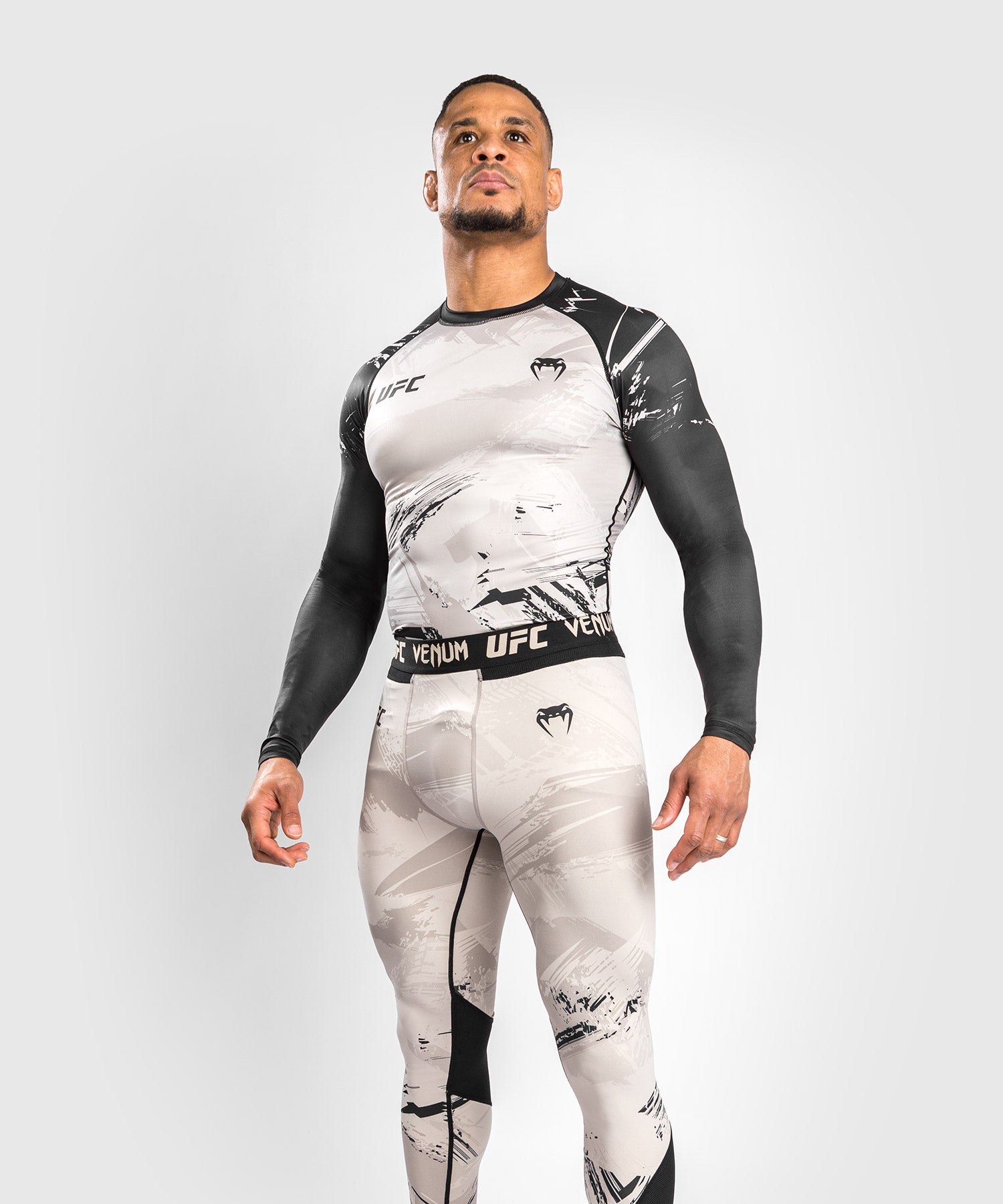 UFC Venum Authentic Fight Week 2.0 Men’s Performance Long Sleeve Rash Guard  - Sand/Black