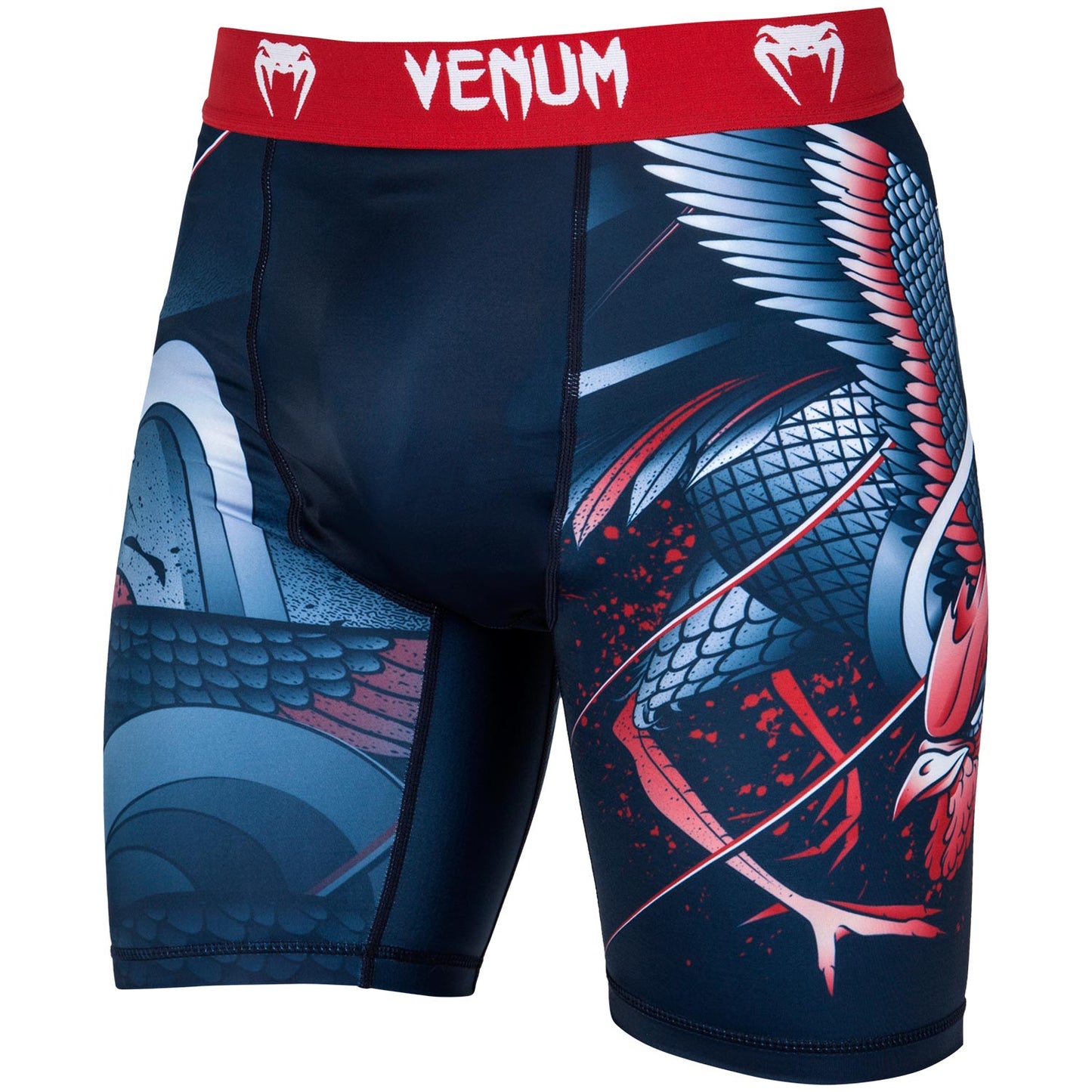 Venum Rooster Compression Shorts - Navy Blue/Orange