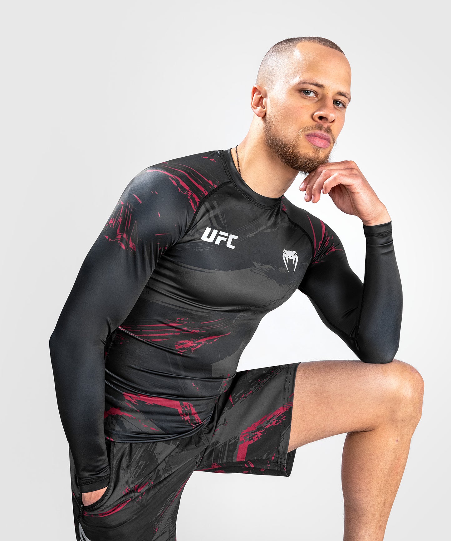 UFC Venum Authentic Fight Week Men’s 2.0 Performance Long Sleeve Rash Guard - Black/Red