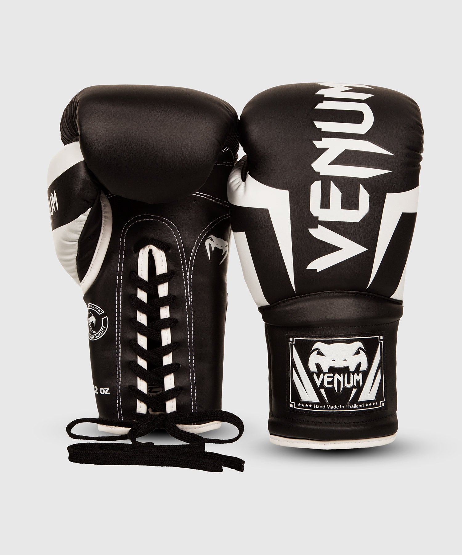 Venum Elite Boxing Gloves with Laces Black White