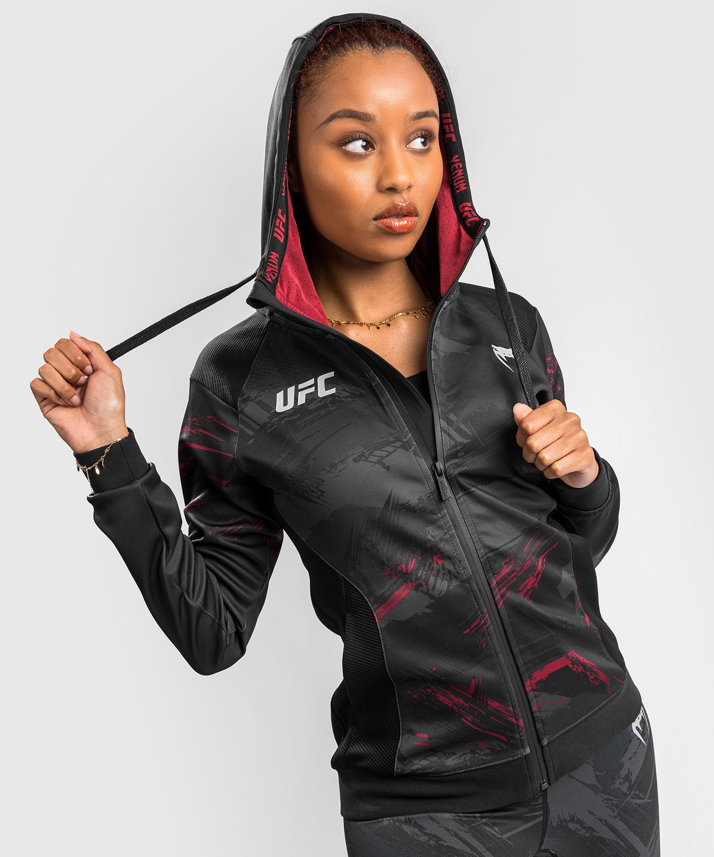 UFC Venum Authentic Fight Week 2.0 Women’s Zip Hoodie - Black/Red
