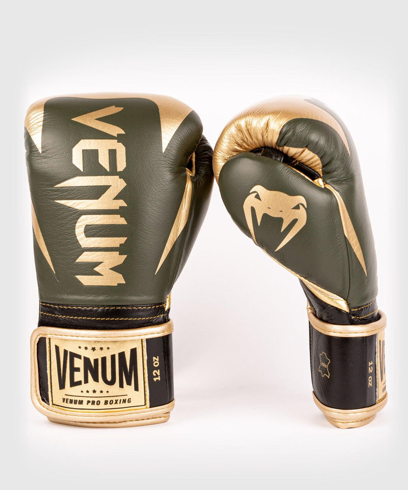 Venum Hammer Pro Boxing Gloves Velcro Khaki/Gold Picture 1