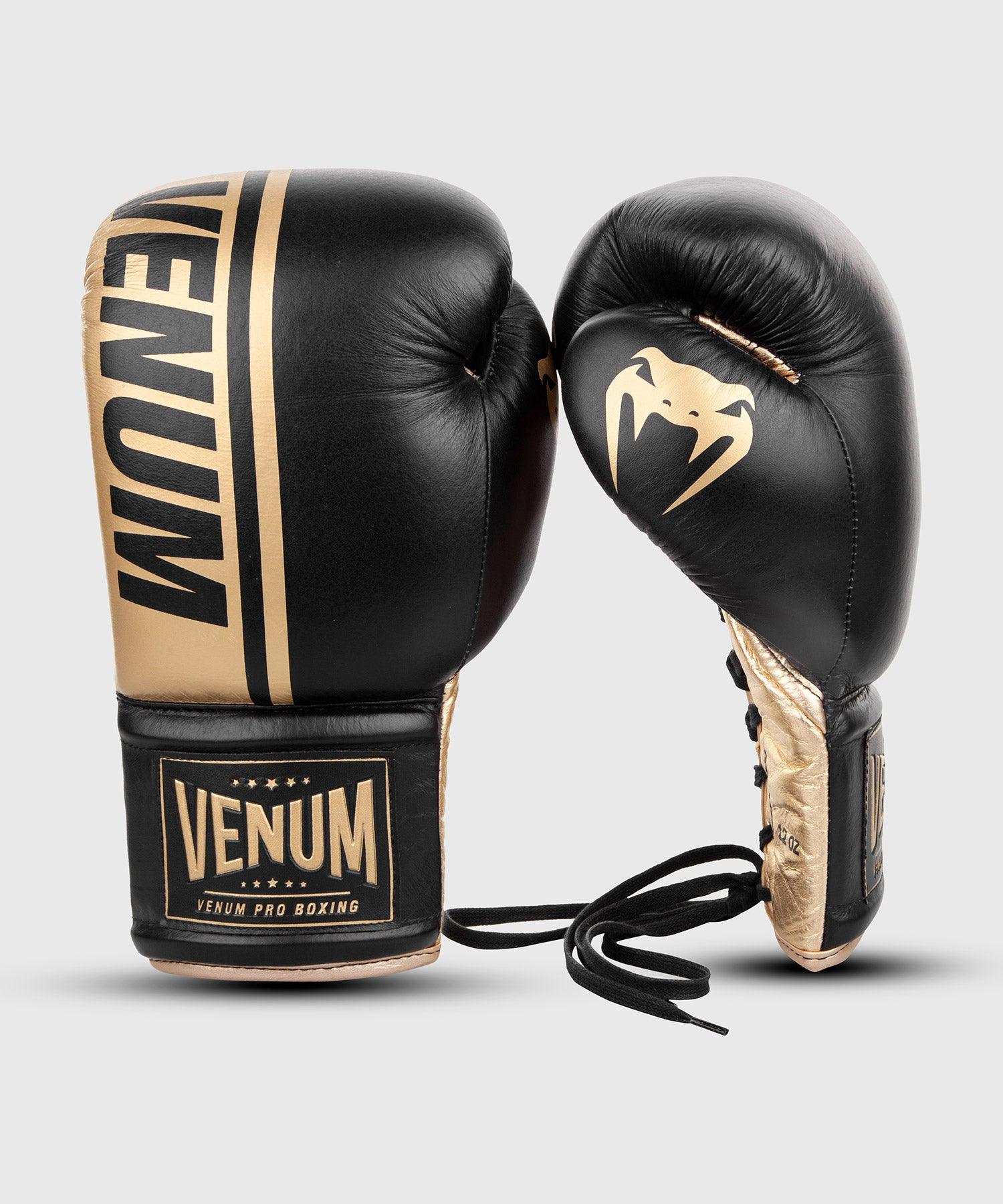 Venum Shield Pro Boxing Gloves - With Laces - Black/Gold - Venum