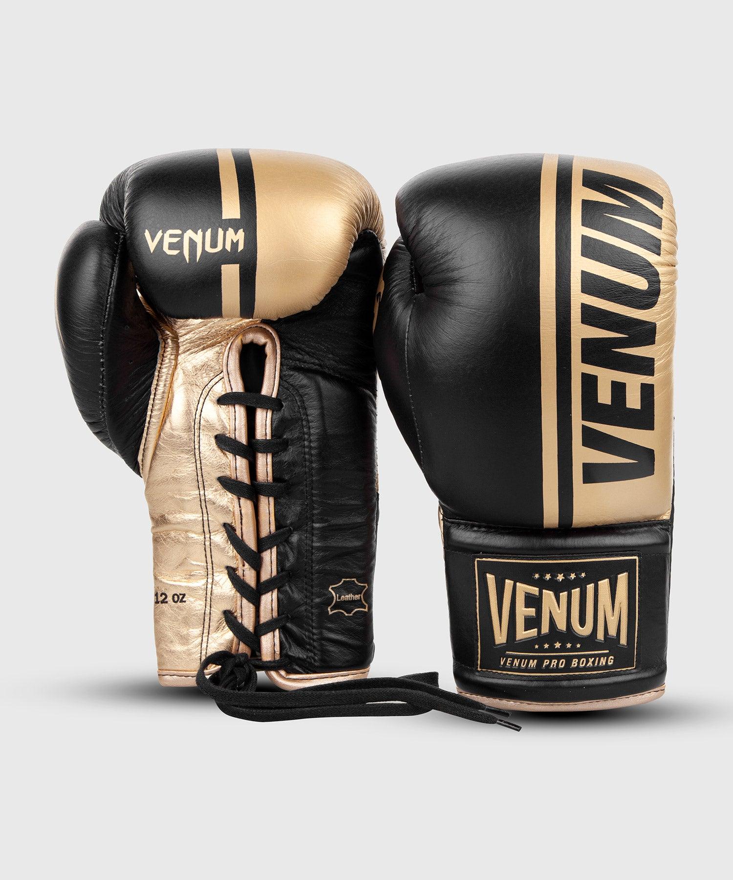 Venum Shield Pro Boxing Gloves - With Laces - Black/Gold - Venum