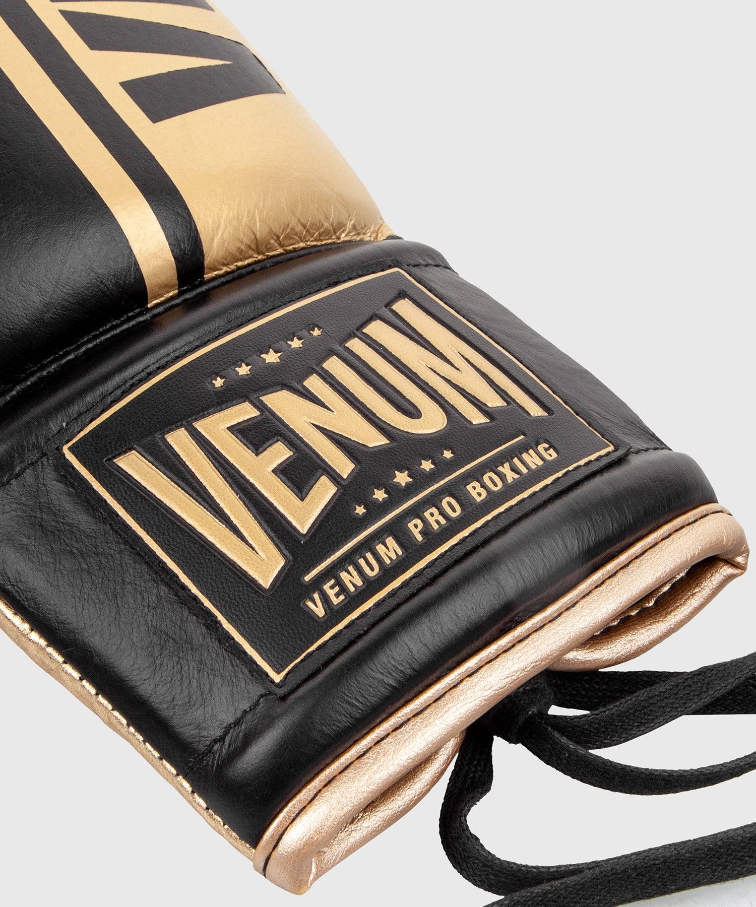 Venum Shield Pro Boxing Gloves - With Laces - Black/Gold - Venum