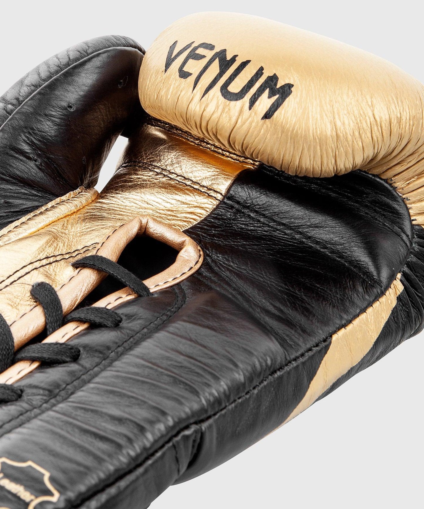 Venum Hammer Pro Boxing Gloves - With Laces - Black/Gold Picture 7