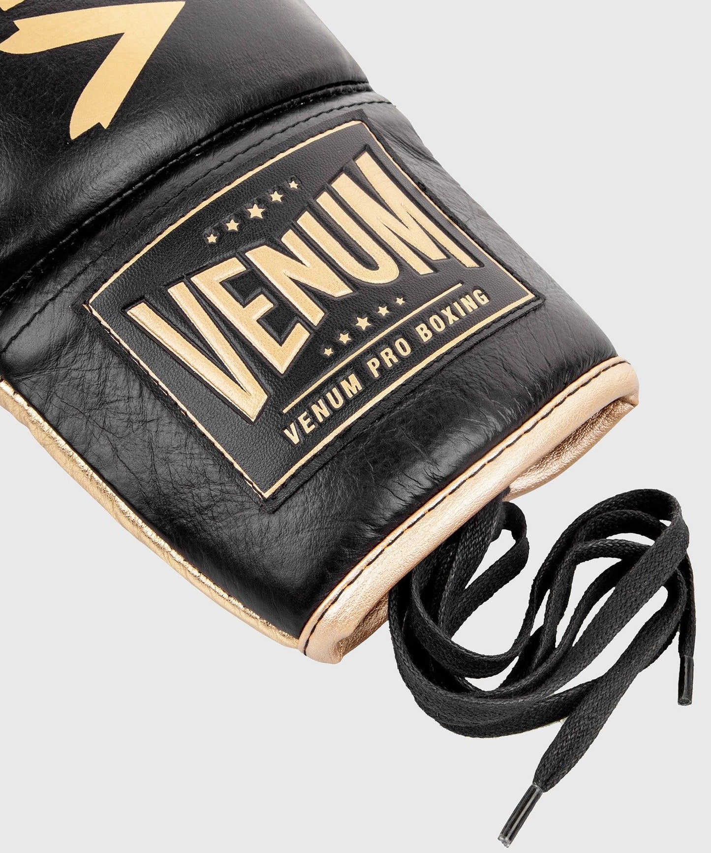 Venum Hammer Pro Boxing Gloves - With Laces - Black/Gold Picture 4