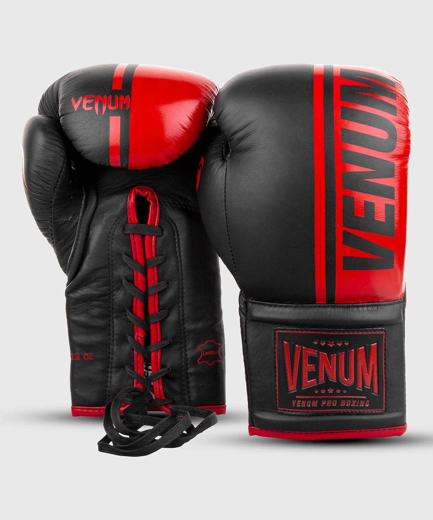 Venum Shield Pro Boxing Gloves - With Laces - Black/Red Picture 3