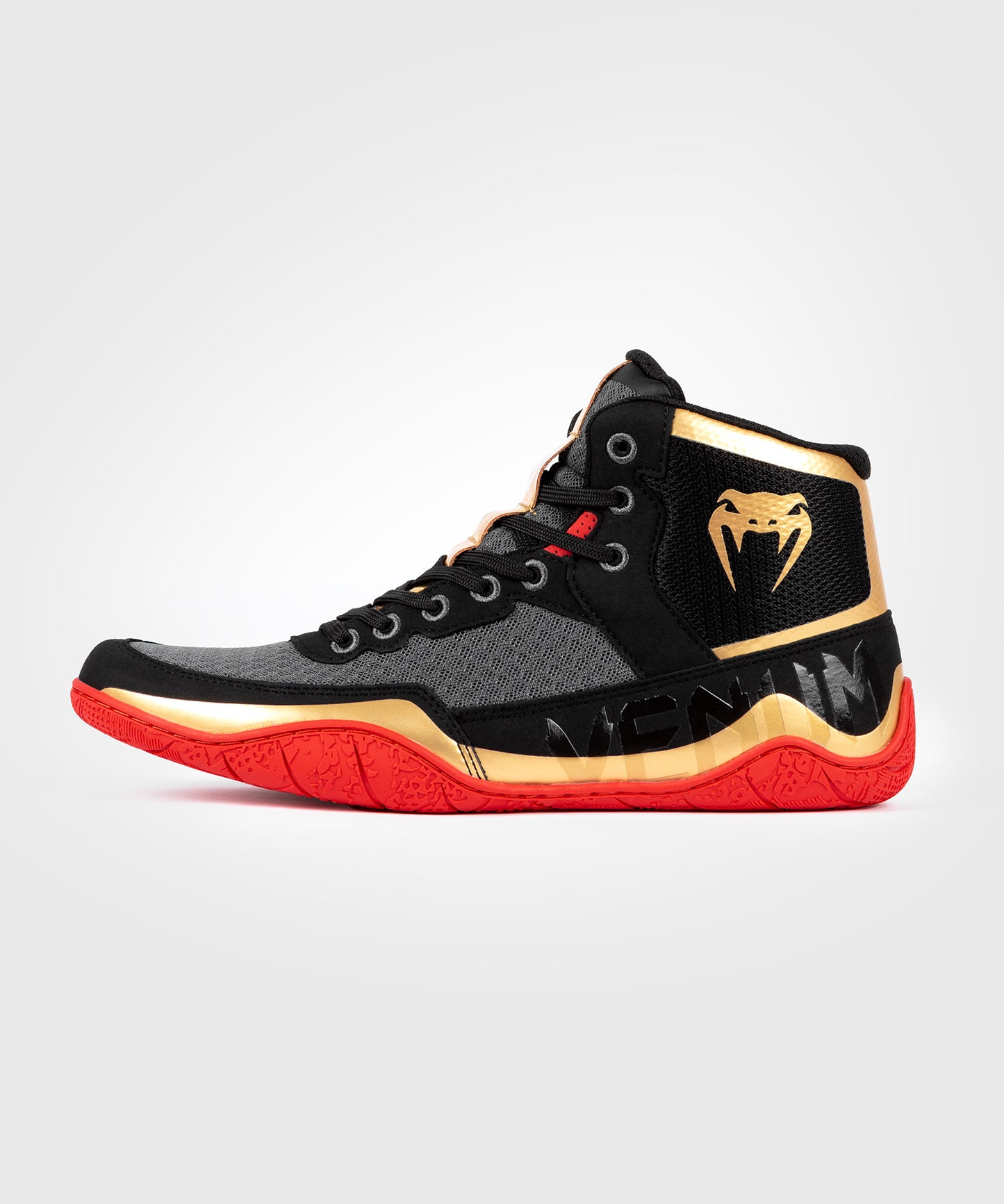 Venum Elite Wrestling Shoes - Black/Gold/Red