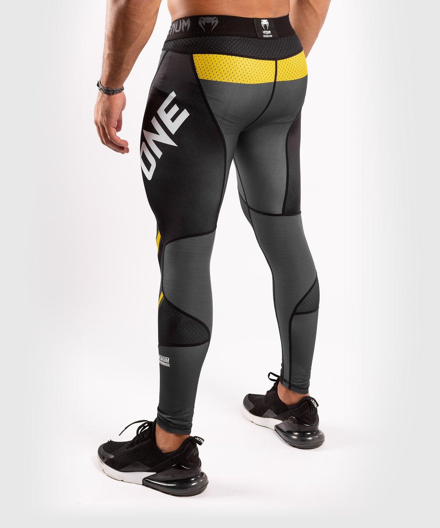 Venum ONE FC Impact Compresssion Tights - Grey/Yellow Picture 4