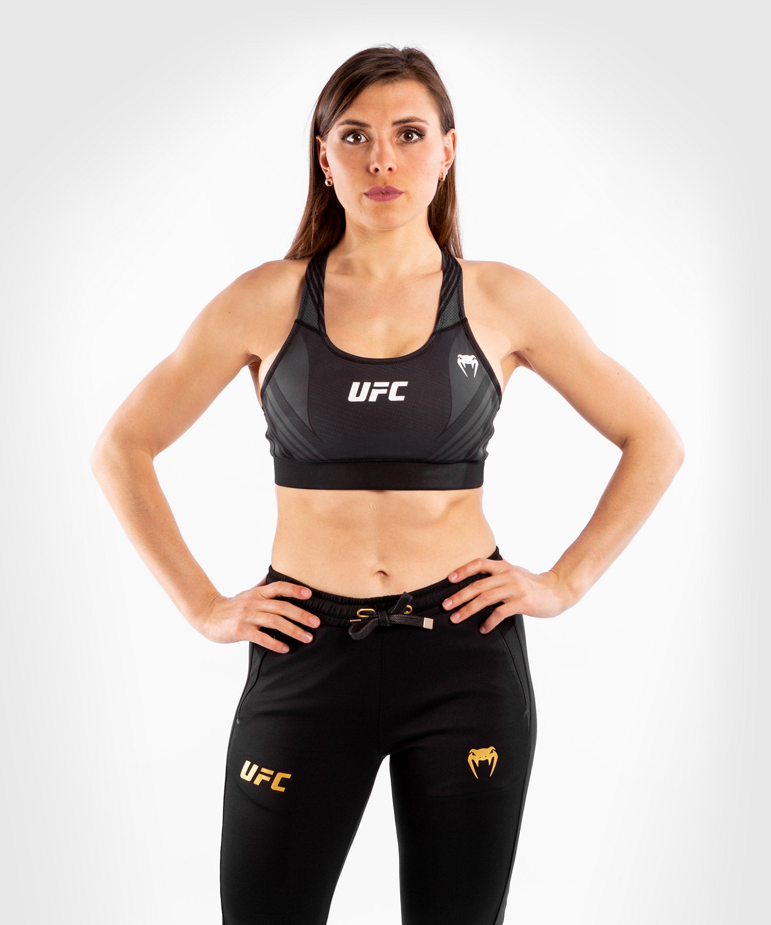 送料無料 内祝い Night Fight Authentic Venum UFC Women's Black - Bra Sport ボクシング