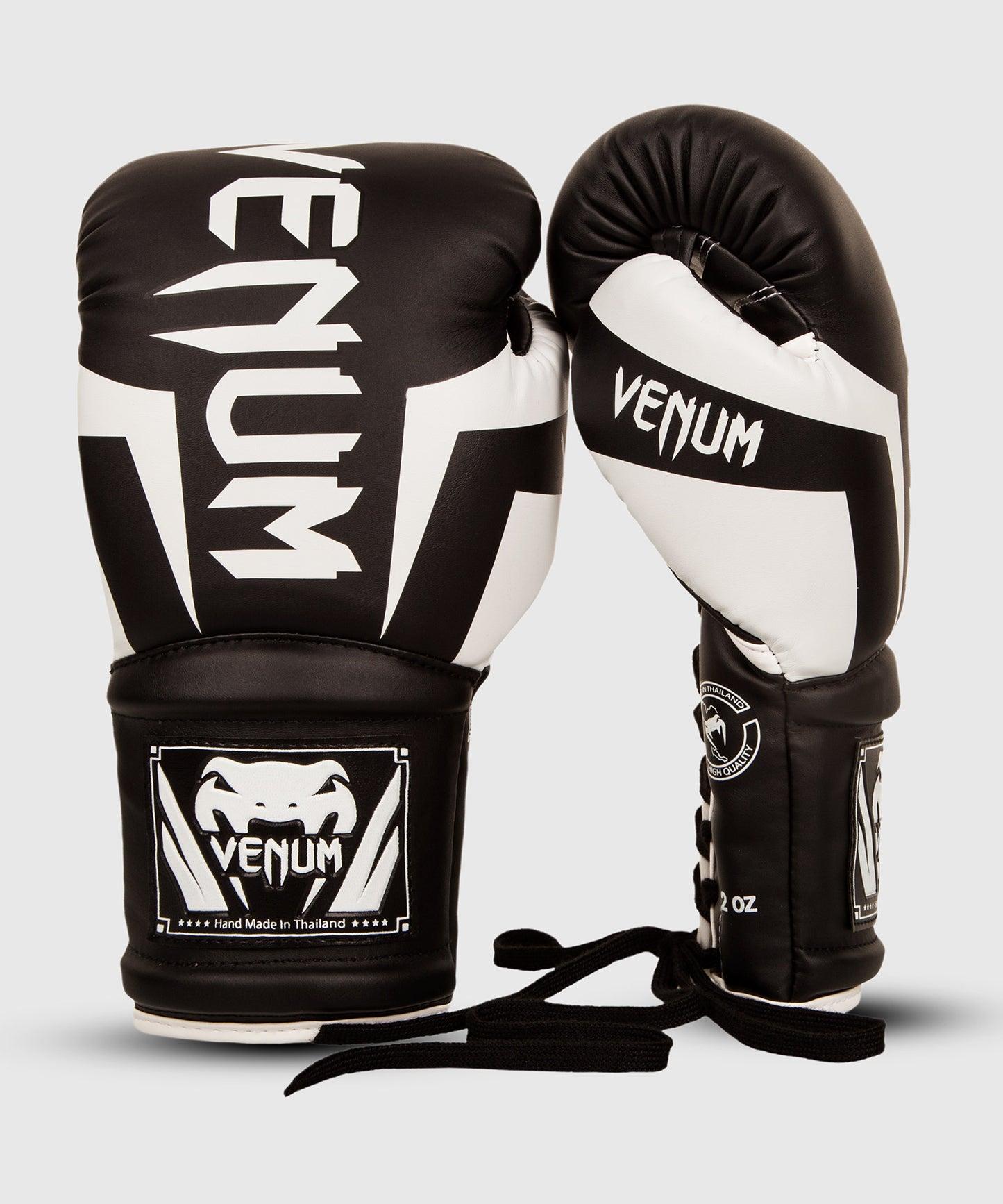 Venum Elite Boxing Gloves - with Laces - Black/White