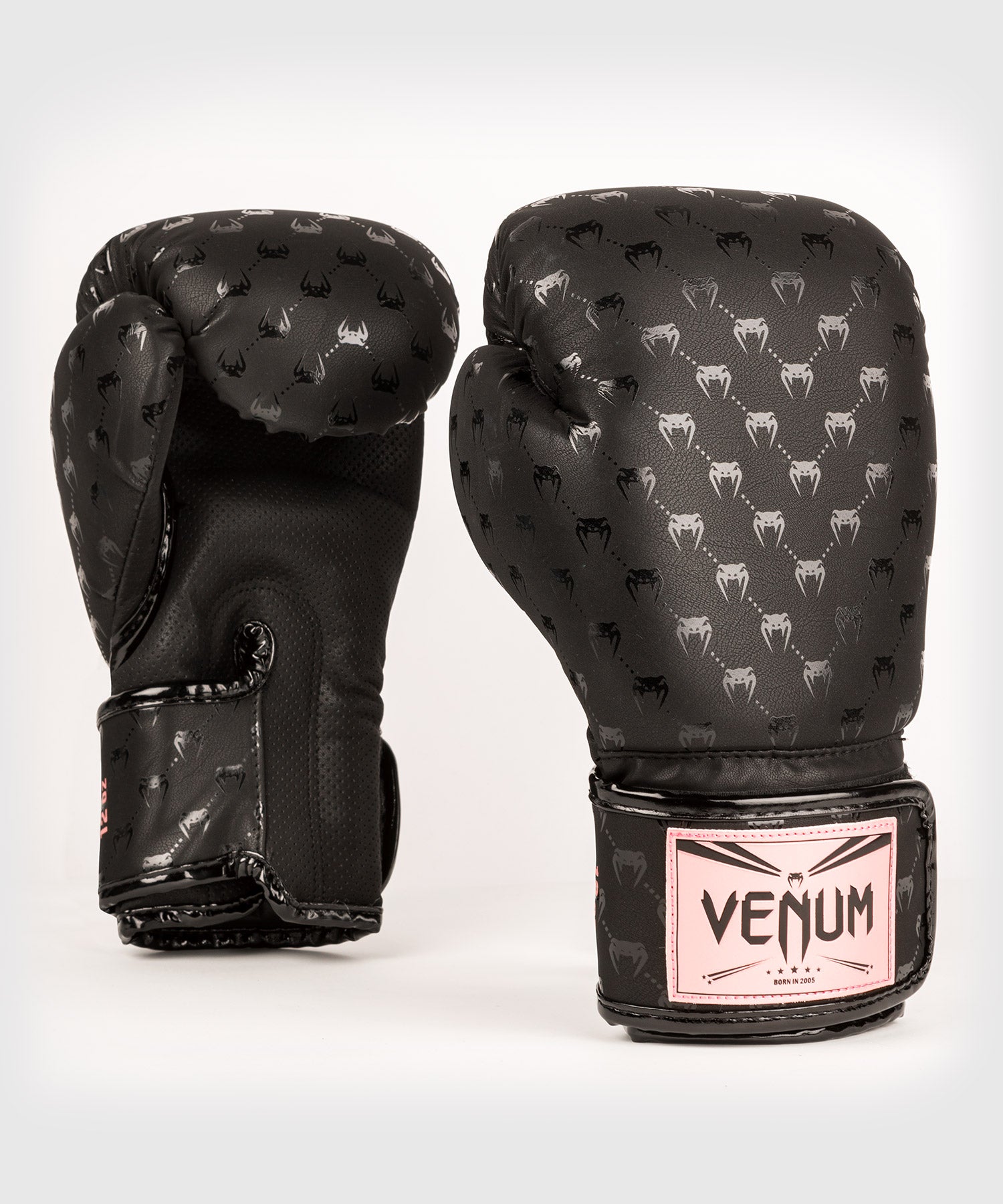 Venum Impact Monogram Boxing Gloves - Black/Pink Gold 10 oz