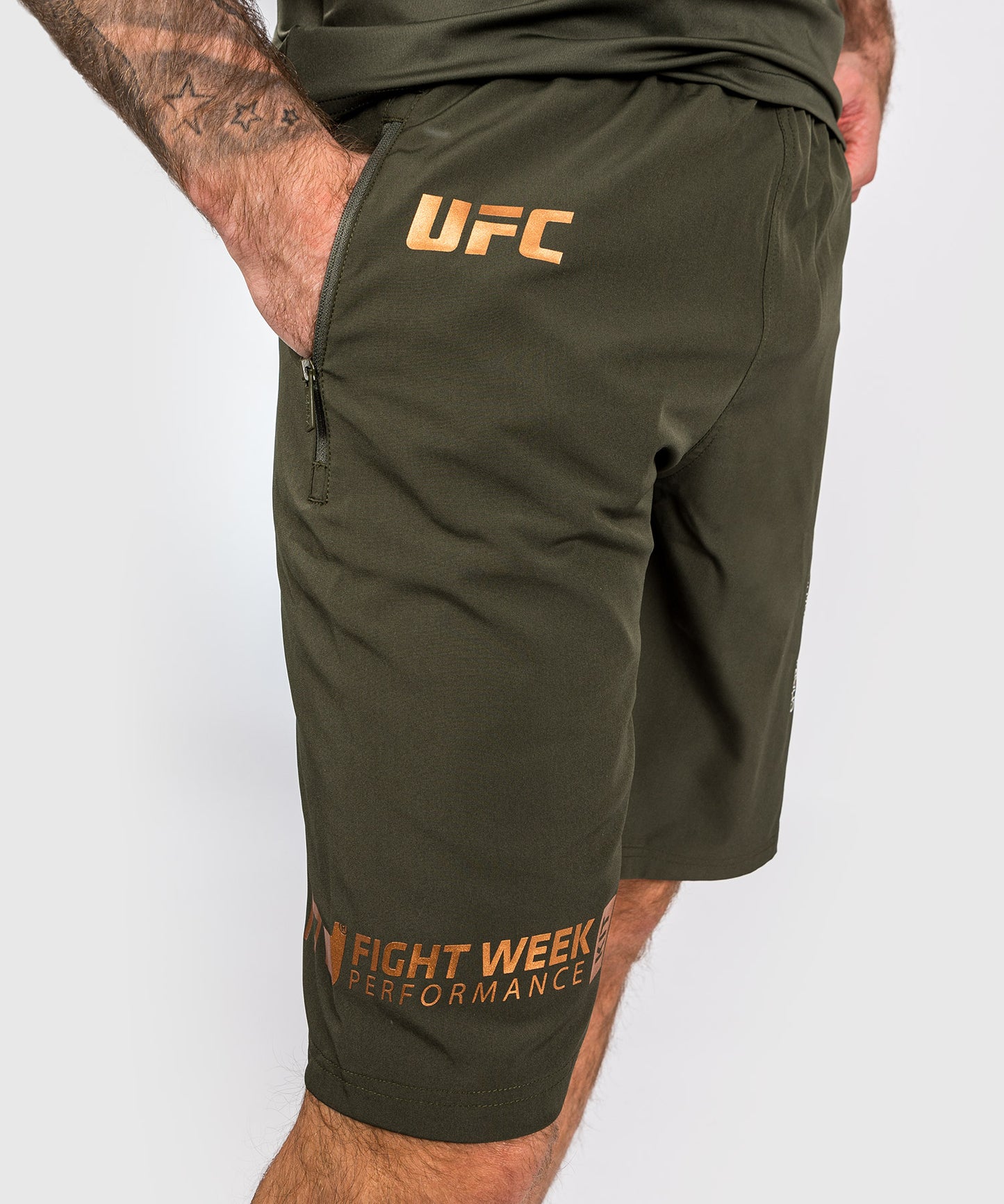 UFC Adrenaline by Venum Fight Week Men’s Performance Shorts - Khaki/Bronze