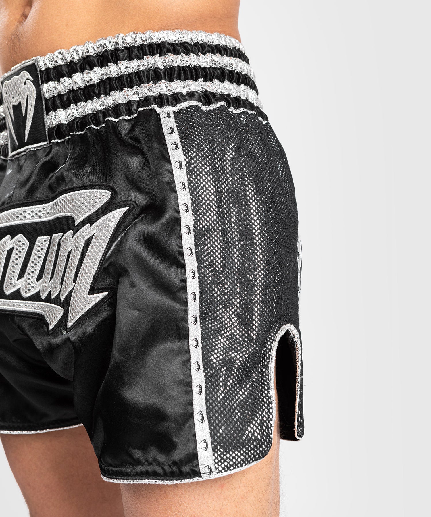  Muay Thai Shorts (Small) Black/Silver : Sports & Outdoors