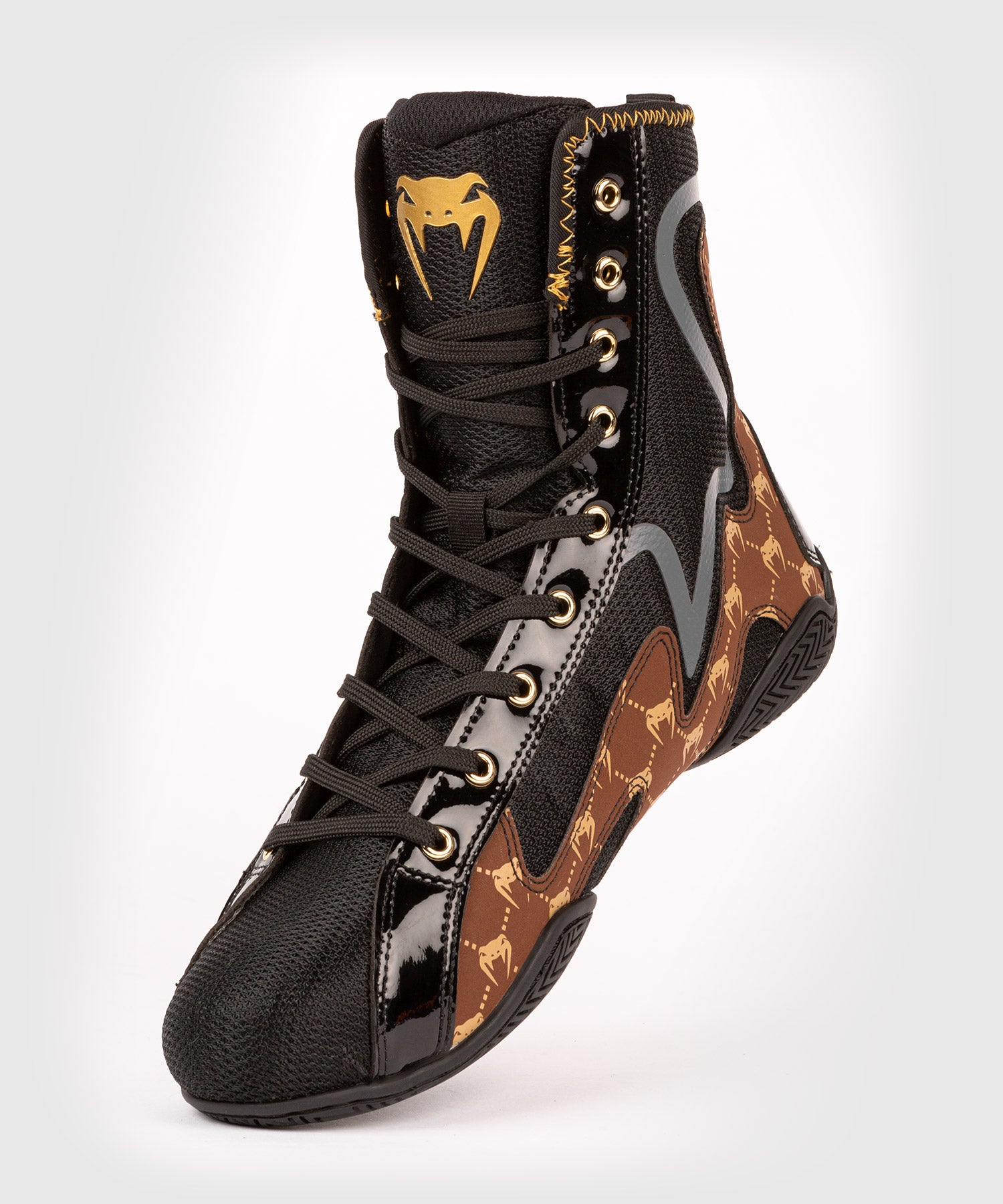 100％品質 Venum Elite Evo Monogram Boxing Shoes – Black/Brown - Venum ボクシング