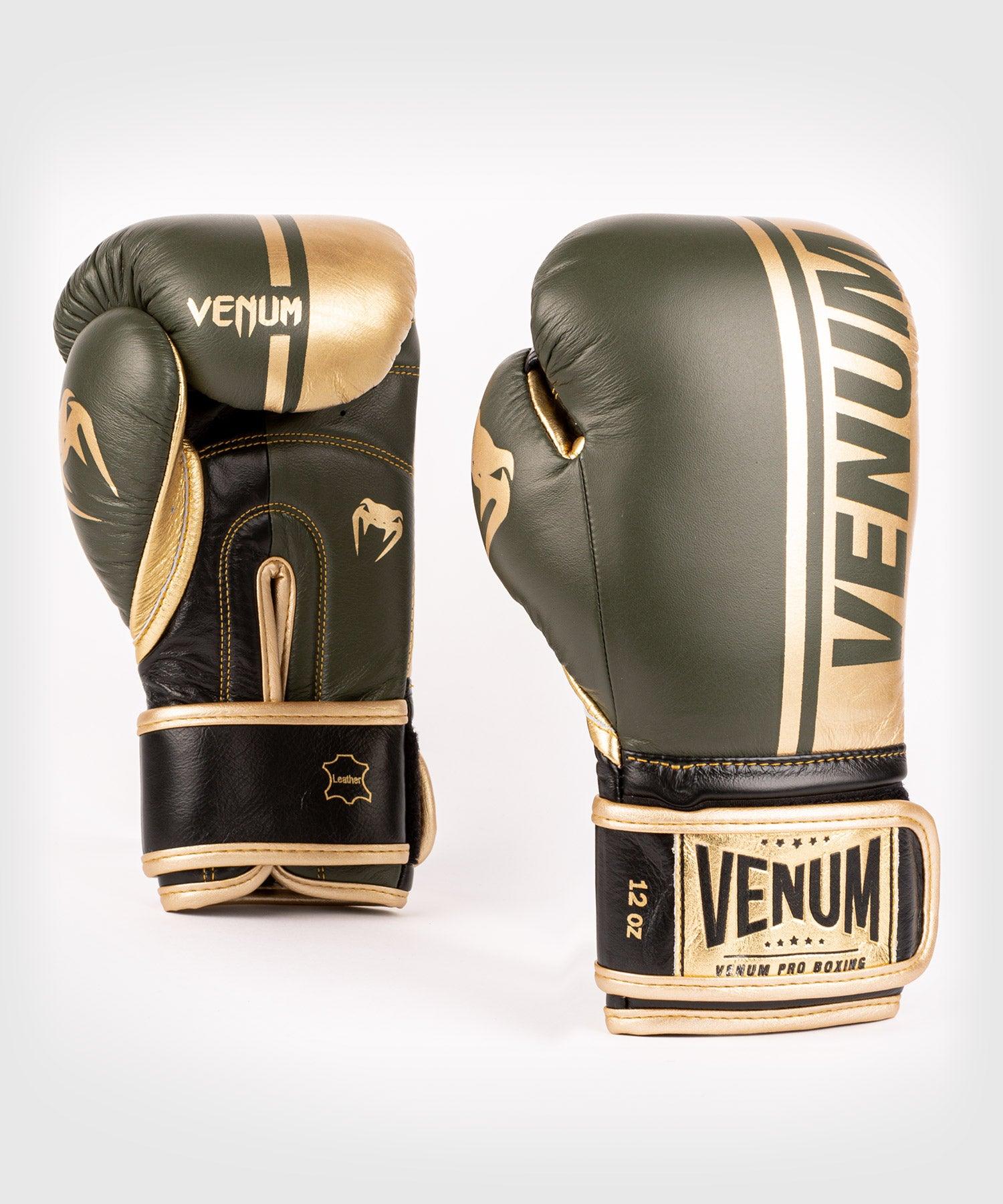 Venum Shield Pro Boxing Gloves Velcro - Khaki/Gold Picture 2