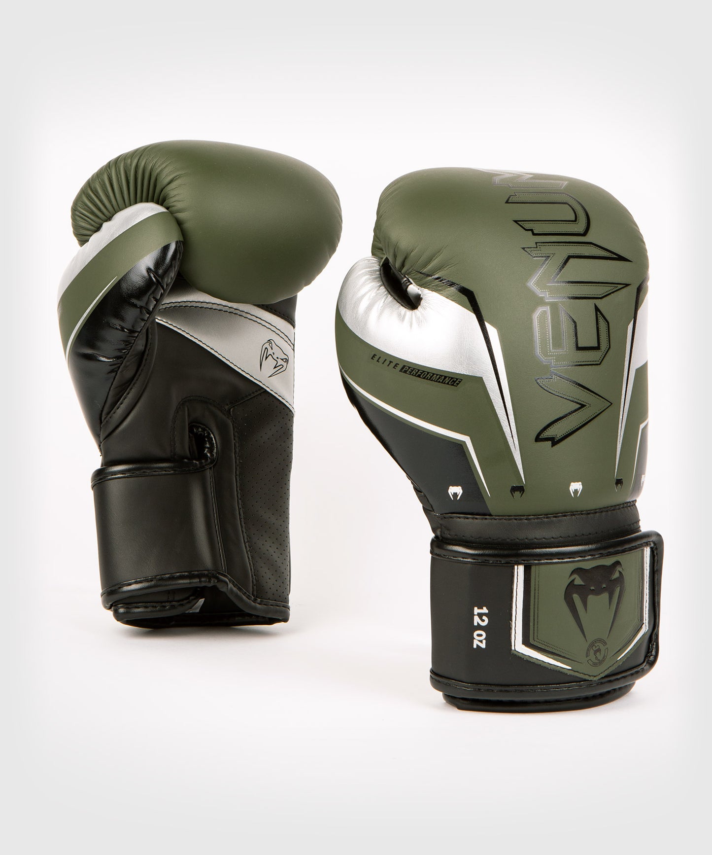 Gants de Boxe Venum Elite Evo - Kaki/Argent - The Fight Club