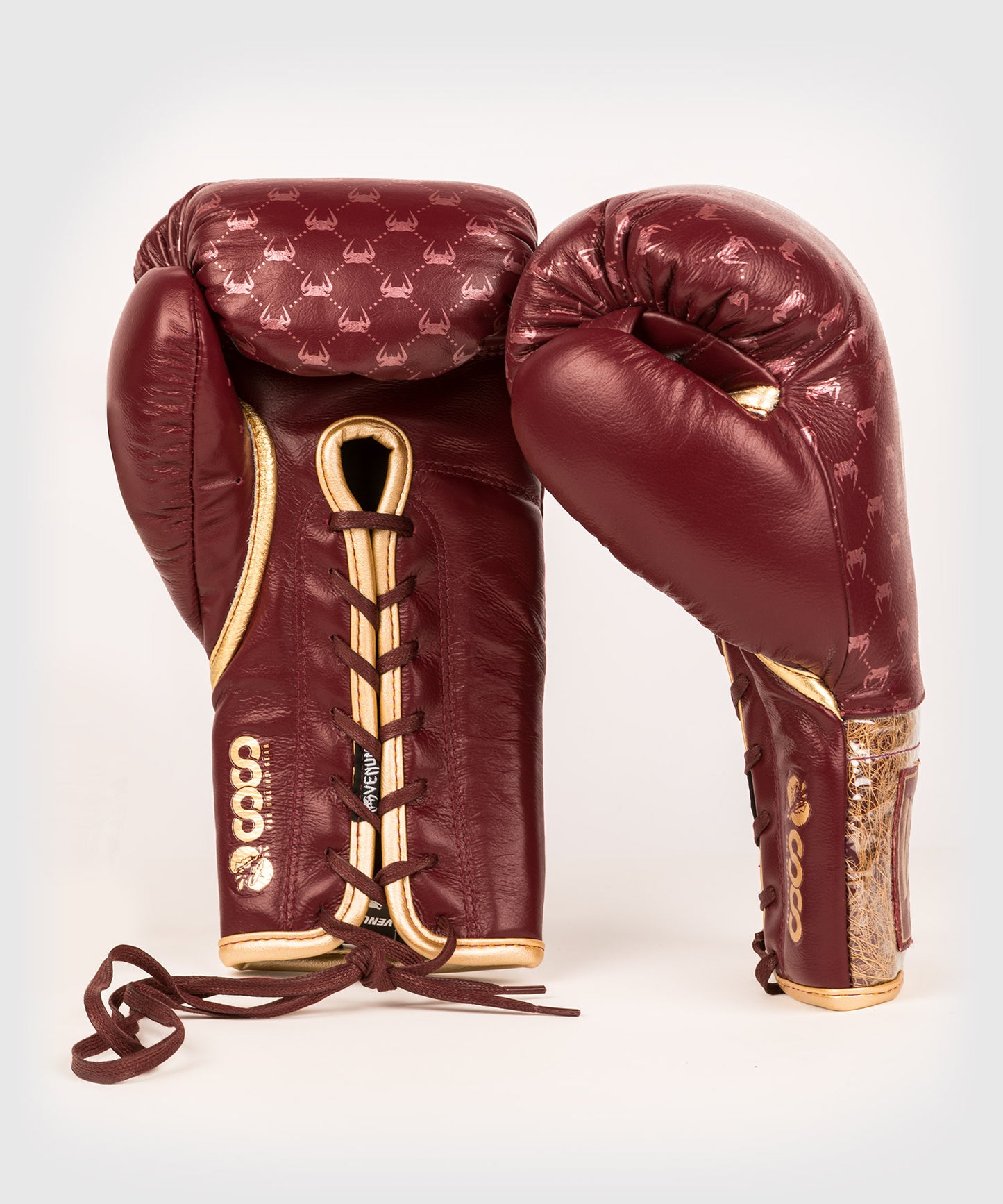 Venum Coco Monogram Pro Lace Up Boxing Gloves - Garnet Red